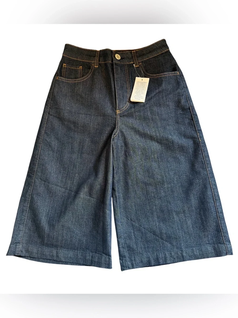 Liu Jo Milano 28 Dark Blue Denim Bermuda Wide Leg Jort Short Culotte NWT $200